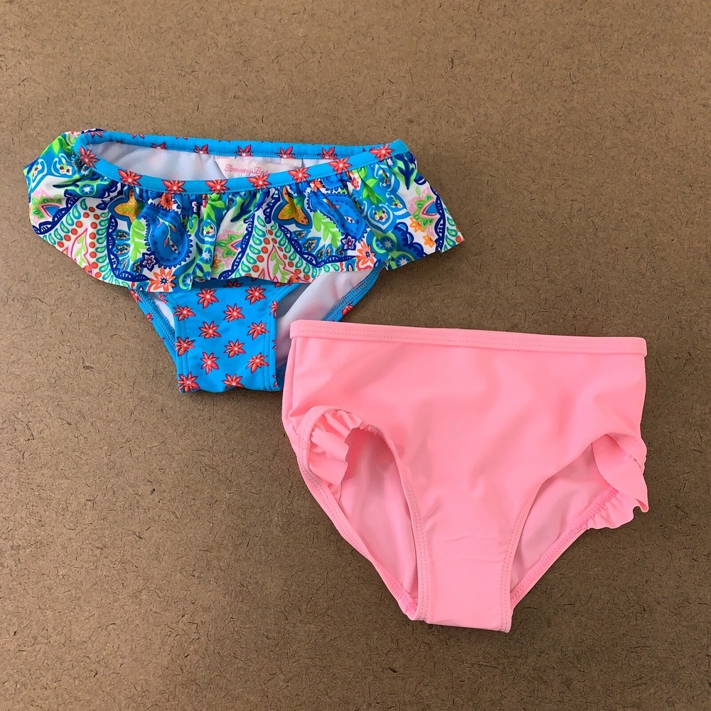 Baby Girls Size 18 Months Carter's Pink Tommy Bahama Blue Print Bikini Bottoms